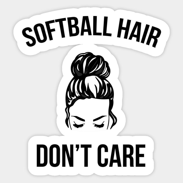 Softball Hair Don't Care Messy Bun Ball Player Sticker by charlescheshire